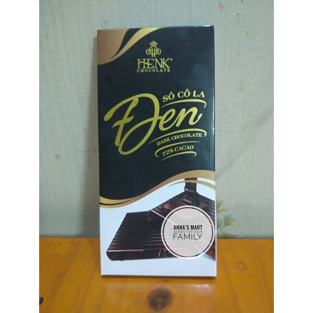 Thanh Socola 100g đen 72% | Henk Chocolate