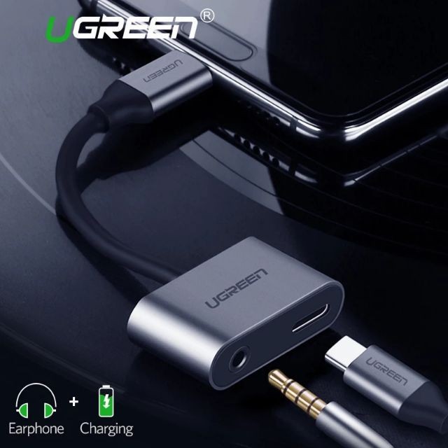 Adapter chuyển đổi UGREEN 50596 USB type-C sang 3.5mm hỗ trợ cổng sạc USB-C dùng cho Xiaomi và Huawei - Chính hãng CM193