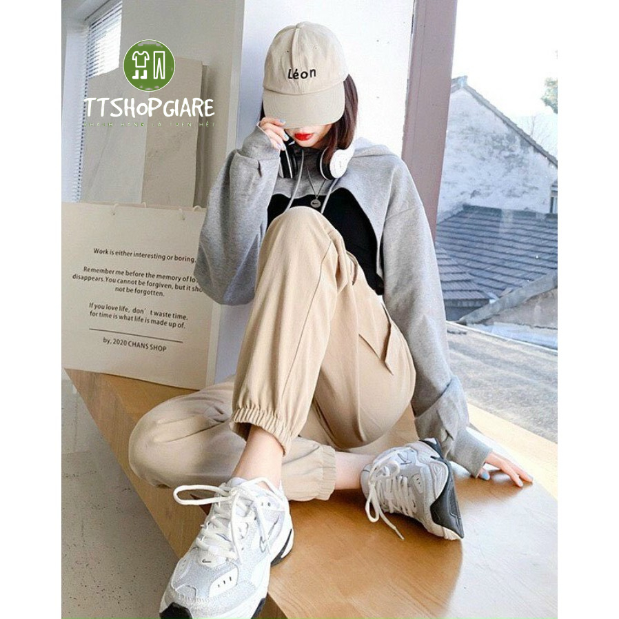Quần jogger kaki túi hộp TRƠN form nam nữ