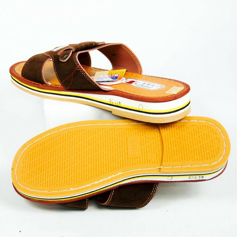 Dép lê nam Bita's chính hãng loại xịn logo bitas đen-nâu