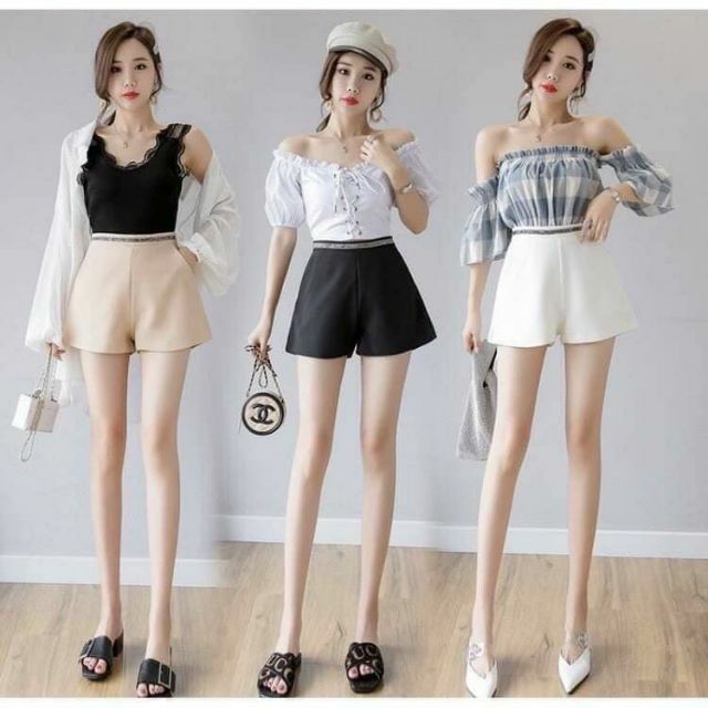 QUẦN SHORT LƯNG CAO VIỀN KIM TUYẾN VẢI CAO CẤP