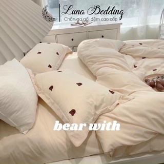 Bộ chăn ga gối teddy bear đũi mềm mại luna bedding
