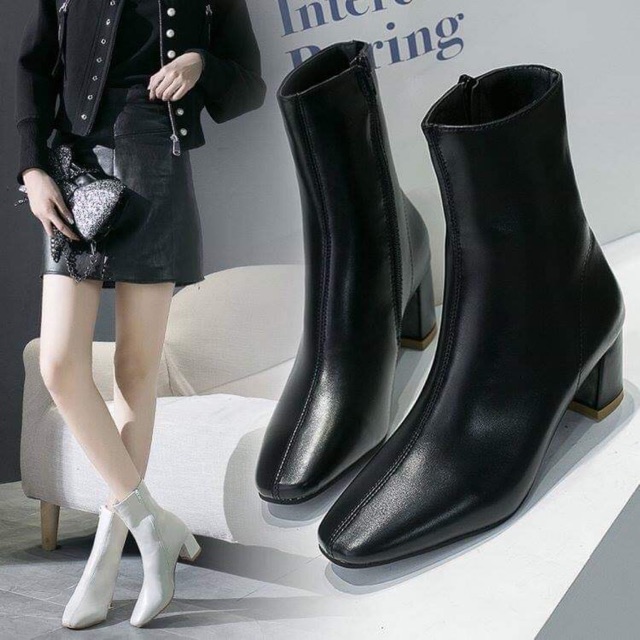 [ORDER] Boot da nữ cao gót mũi vuông quý phái