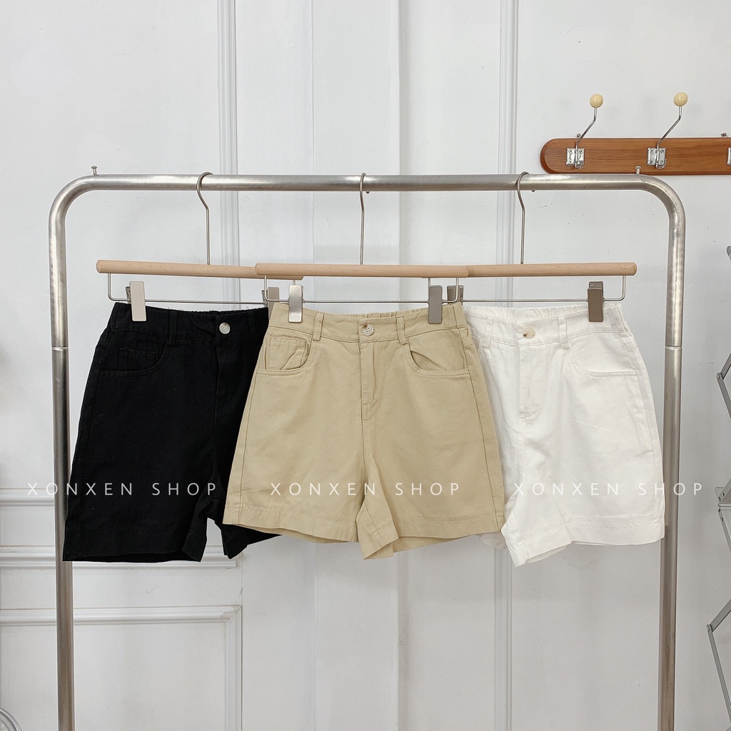 QUẦN SHORT NỮ XONXEN SHOP, chất vải kaki mềm, lưng thun co giãn dễ thương, size S, M, L ,mã 566