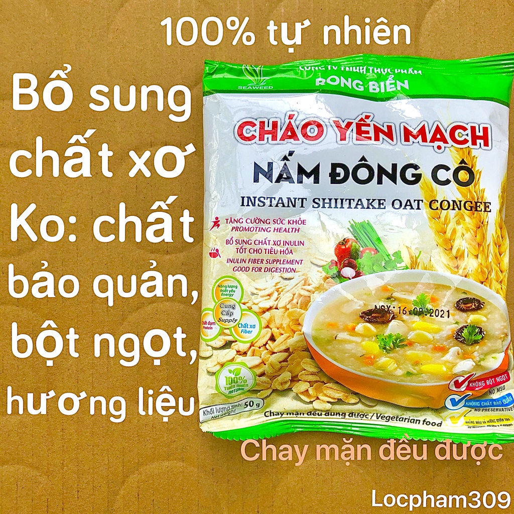 Cháo Yến mạch Nấm đông cô ăn liền Seaweed healthy không bảo quản bột ngọt chao yen mach eatclean giảm cân kiêng ăn chay