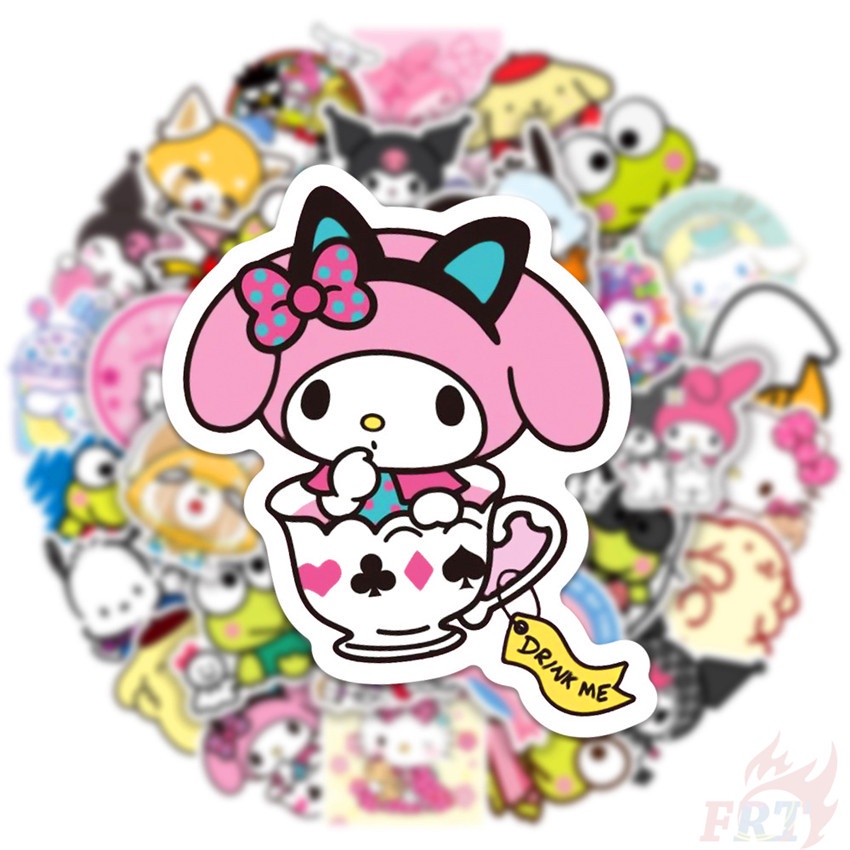 ❉ Sanrio Cartoon Kawaii Character Mixed Series 02 Stickers ❉ 50Pcs/Set Q Melody Kuromi Kerokero Keroppi Cinnamoroll Hello Kitty DIY Fashion Luggage Laptop Skateboard Decals Doodle Stickers