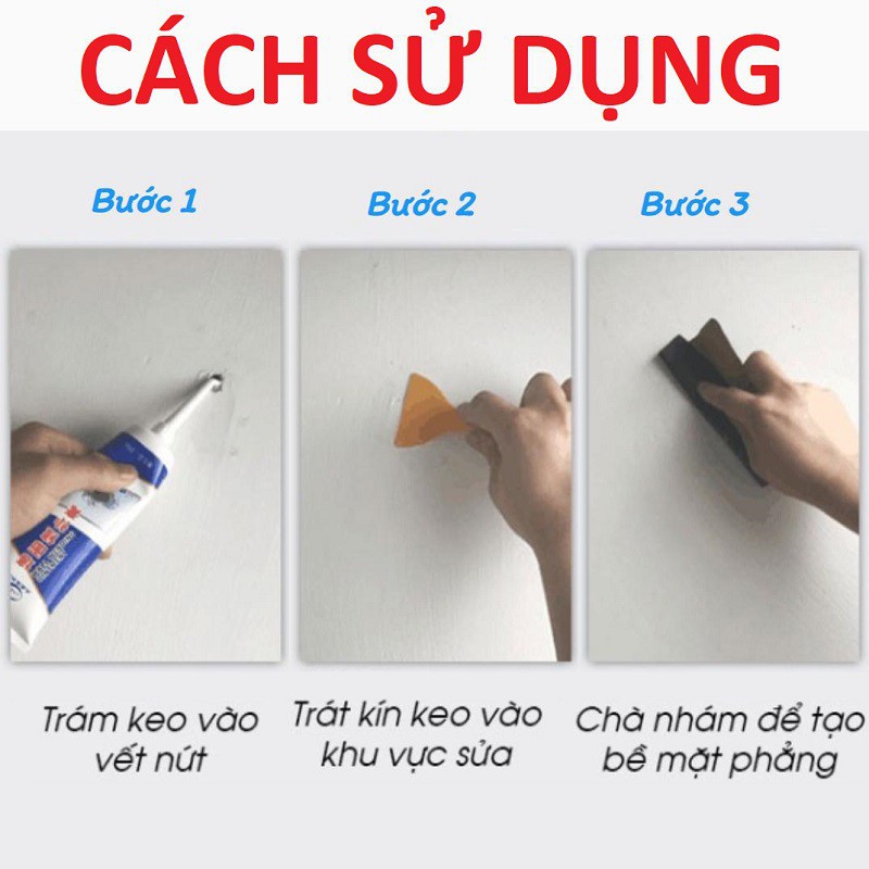 Tuýp Keo Vá Tường Đa Năng - Tường Bị Nứt, Ẩm Mốc, Thủng, Trầy Xước, Bong Tróc, Làm Sạch Vết Ố, Vết Bẩn ...