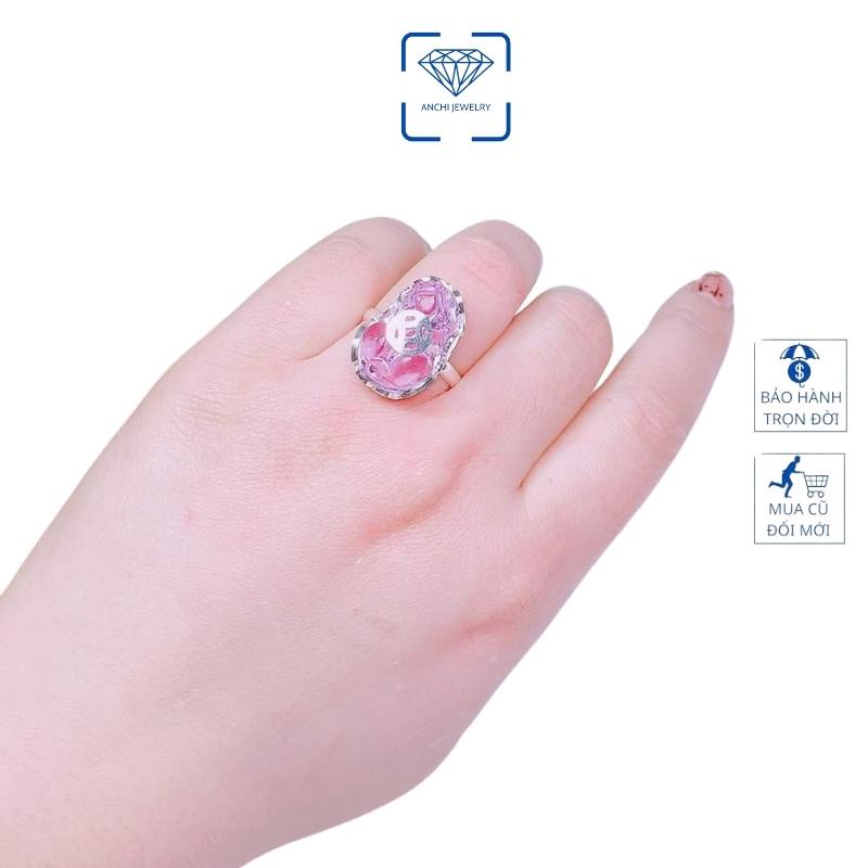 Nhẫn tỳ hưu đá phong thủy, bạc ta nguyên chất Anchi jewelry