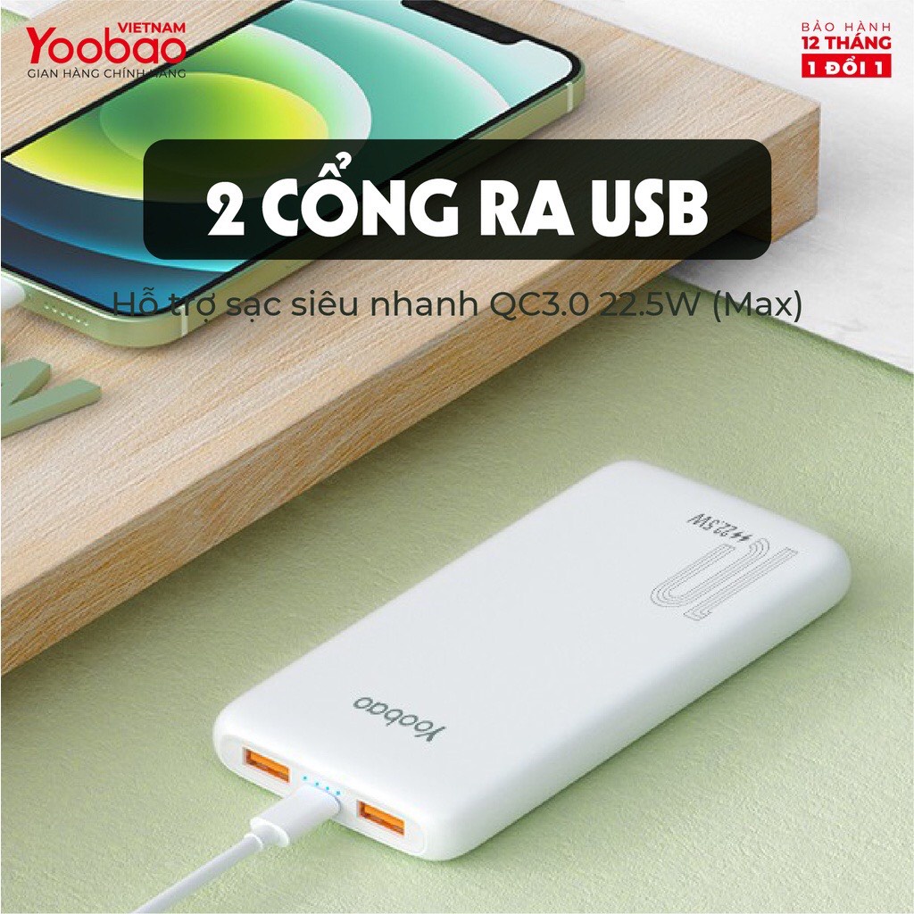 Pin Sạc Dự Phòng Yoobao D10Q Dung Lượng 10000mAh PD 3.0 Chính hãng