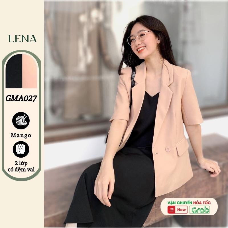 Áo Blazer nữ dáng vest tay lỡ 2 lớp LENA có đệm vai phối váy 2 dây dáng dài trẻ trung thanh lịch GMA027