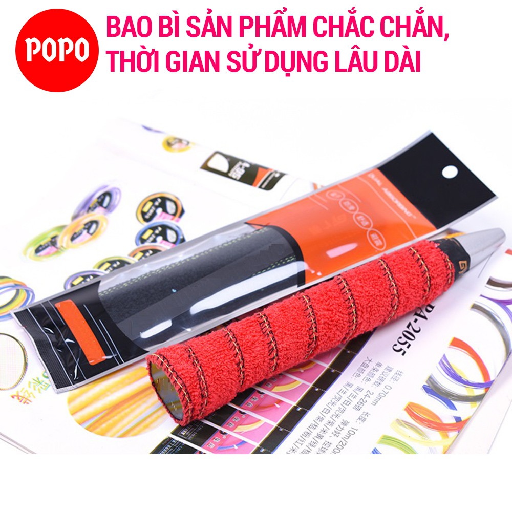 Quấn cán cầu lông chất liệu vải viền chỉ POPO GY110 thoáng khí, thoát mồ hôi, độ bám cao