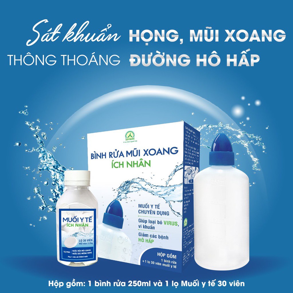 [SP MỚI]Bình Rửa Mũi Xoang Ích Nhân Nam Dược , Bình Mềm Dễ Dùng Có Muối Kèm