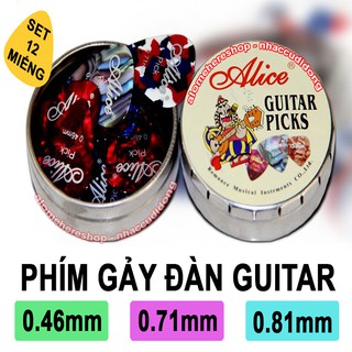 Bộ 12 Phím Gảy Alice Cho Đàn Guitar Các Loại Mỏng Dày Khác Nhau