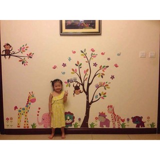 decal dán tường vườn thú lớn
