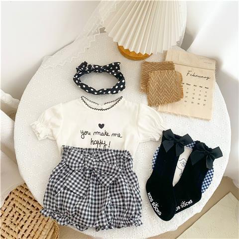 Bộ Áo Thun + Quần Short Viền Ren Thời Trang Mùa Hè Cho Bé Gái 5 Tuổi