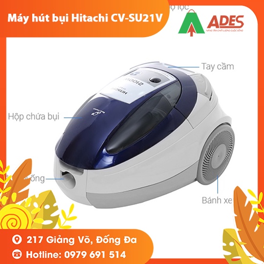 [Mã 154ELSALE2 giảm 7% đơn 300K] Máy hút bụi Hitachi CV-SU21V 1.6L 2100 W cầm tay nhỏ gọn - BH Chính hãng