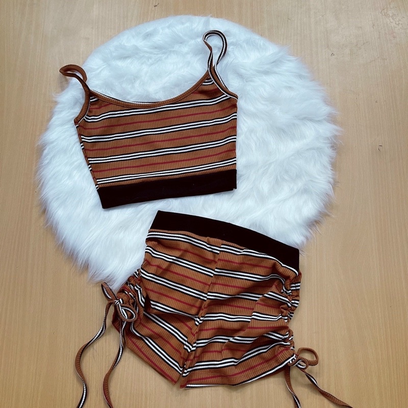 Set bộ sọc áo 2 dây phối quần rút dây 2 bên - B7U