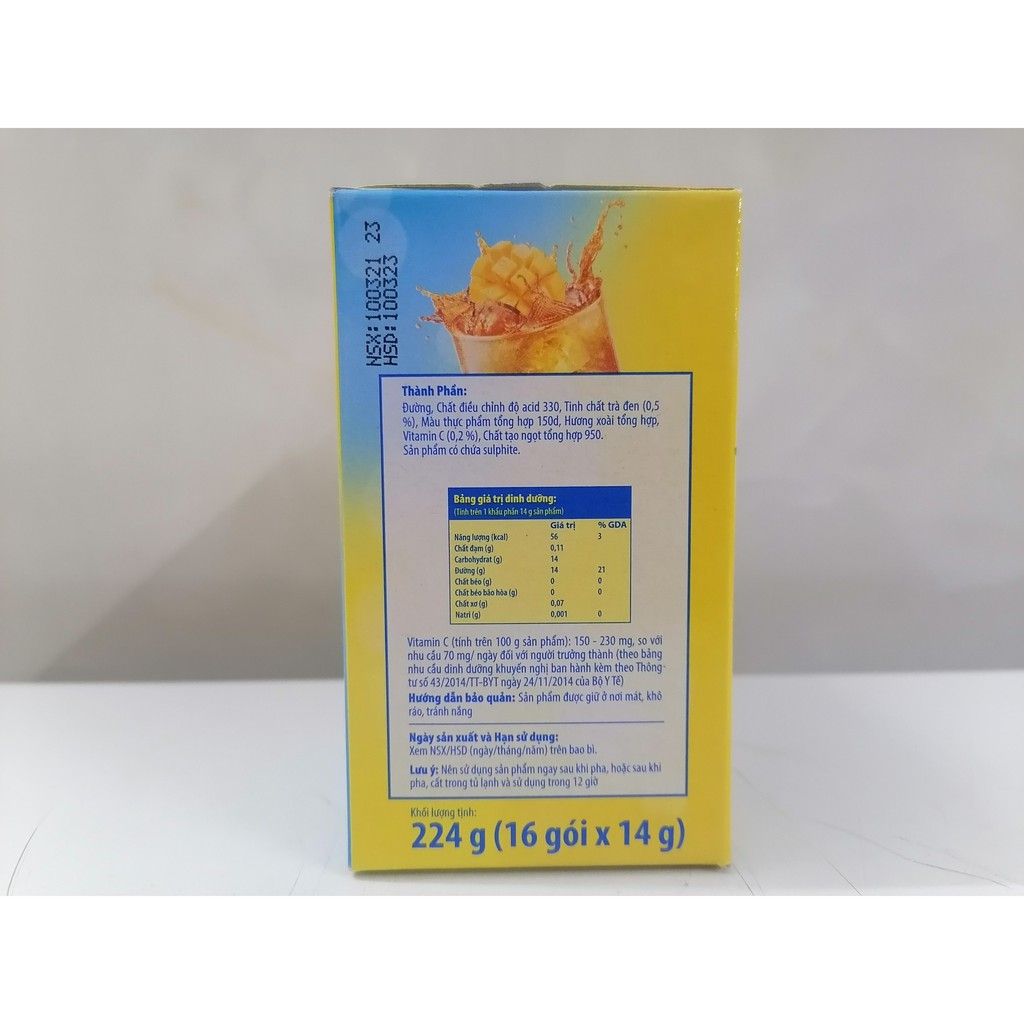 [Hộp 224g - XOÀI] TRÀ HÒA TAN VỊ XOÀI [VN] LIPTON Mango Ice Tea