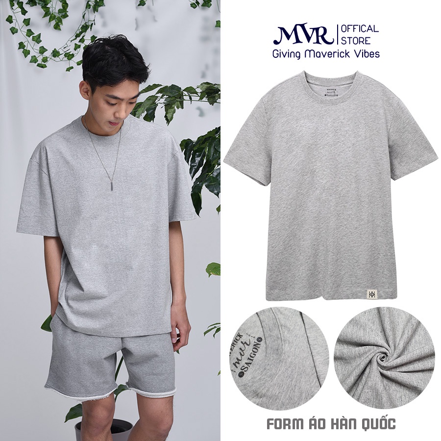 Áo thun unisex phông phom rộng MVR vải dầy phông màu xanh lá nam nữ tay lỡ trơn cotton form Hàn Quốc nâu đỏ xám MVRTEE1