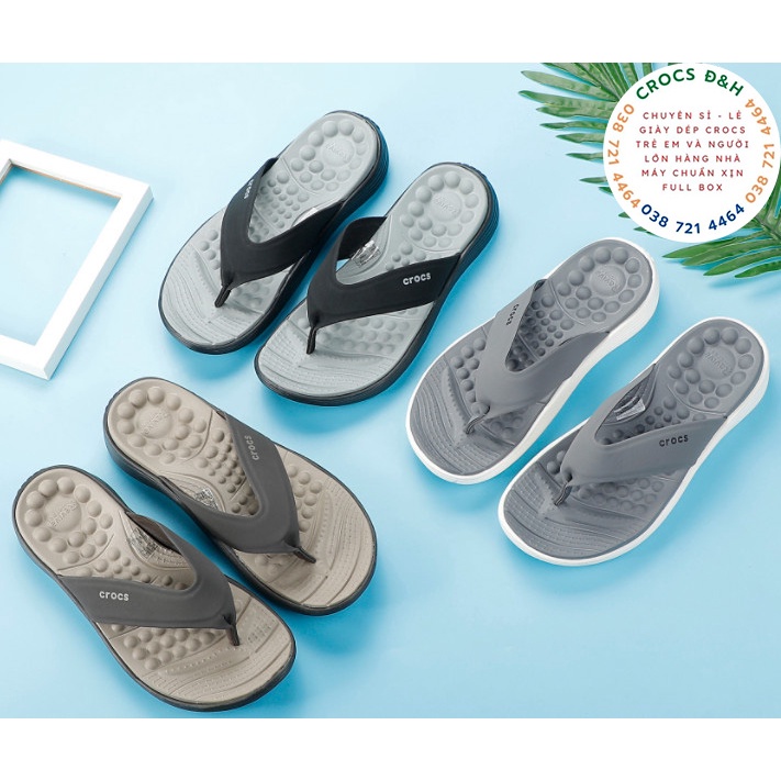 Giày dép crocs - dép xỏ ngón nhựa crocs reviva cho nam chống thấm nước, chống trơn trượt, chống hôi chân, hàng nhà máy