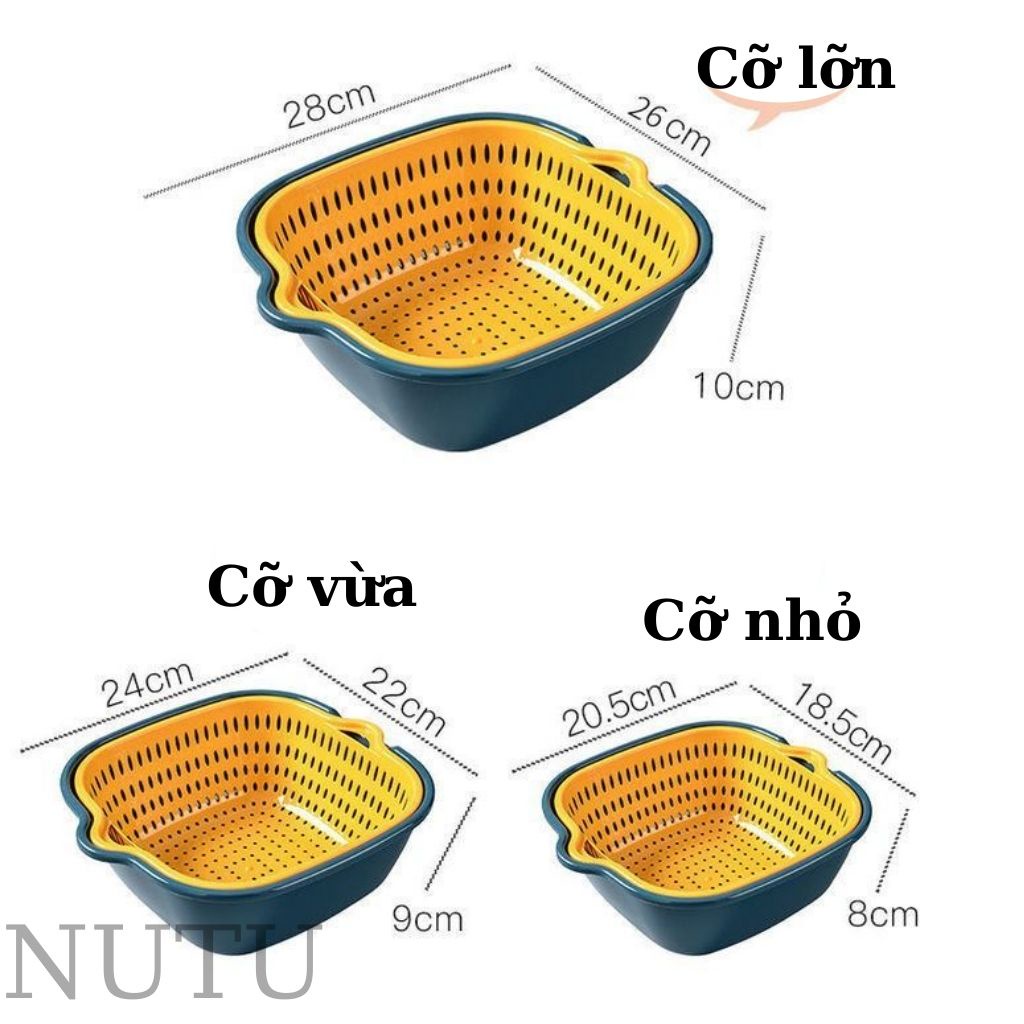 Rổ Nhựa Đa Năng 3 Chiếc Hàng Loại 1 Cứng Cáp Chắc Chắn, Bộ Rổ Kèm Chậu Hứng Nước Tiện ích