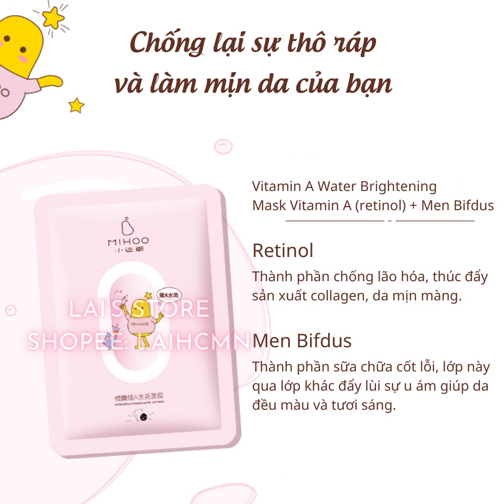 Hộp 20 Miếng Mặt Nạ Mihoo Vitamin A B C Tiểu Mơ Hồ Xiaomihu 25ml Dưỡng Ẩm Giữ Ẩm Làm Sáng Da Nội Địa Trung Chính Hãng