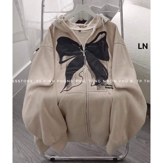 Áo khoác nỉ nơ to mũ 2 lớp DA6