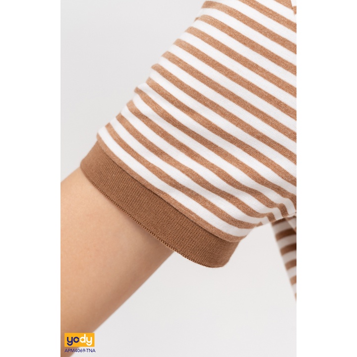 Áo polo nữ kẻ melange thương hiệu YODY dáng basic chất cotton mềm mịn, thoáng mát, thấm hút mồ hôi - APN4172 | BigBuy360 - bigbuy360.vn