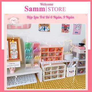Hộp nhựa đựng đồ 9 ngăn kéo, kệ, tủ  mini 6 ô để bàn đựng đồ, trang sức , mỹ phẩm, văn phòng phẩm