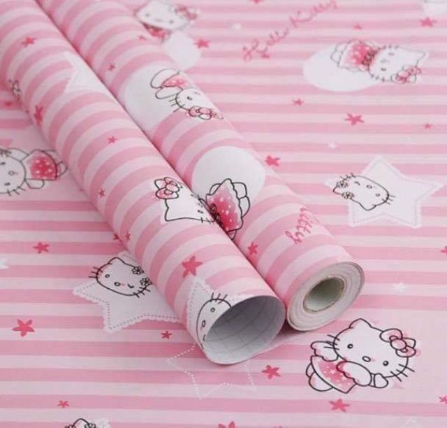 Cuộn 10m giấy dán tường hello kitty