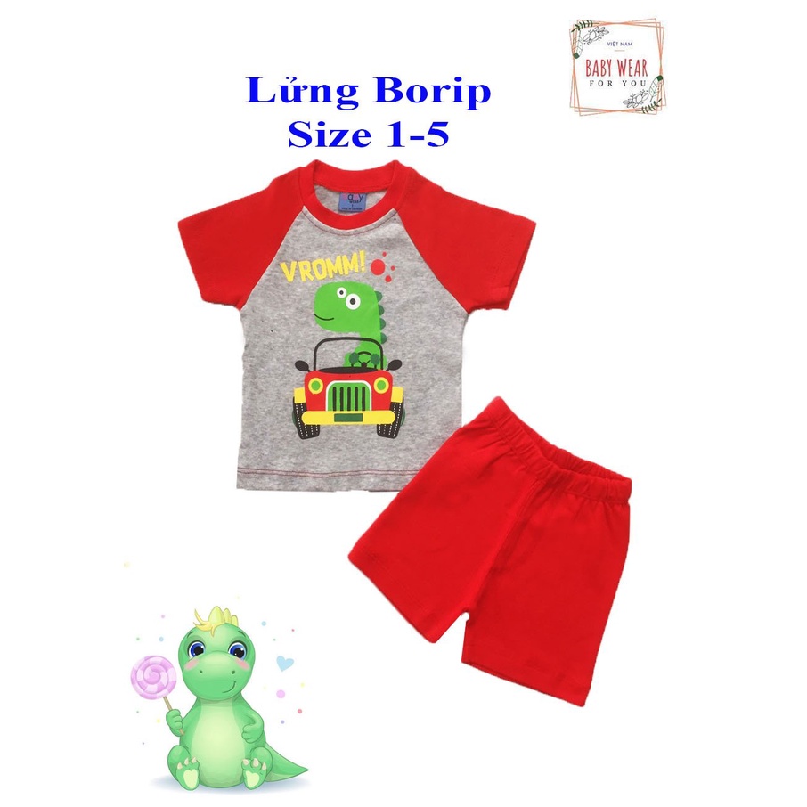 Set 3 Bộ lửng thun borip chất mềm cho bé trai Baby Wear (5-12kg)
