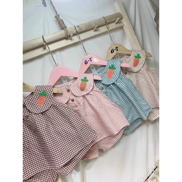 set kẻ cổ thêu siêu xinh cho bé gái dễ thương mùa hè mát trẻ em -qate sỉ lẻ giá rẻ