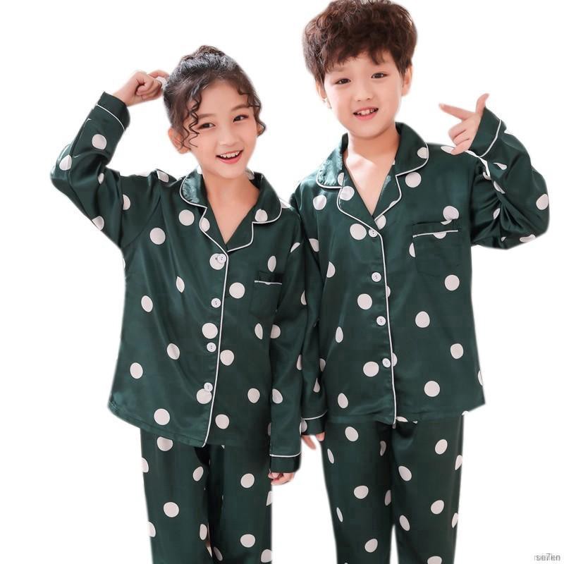 Bộ Đồ Ngủ Pijama Bằng Lụa Satin Cho Bé Trai Và Gái