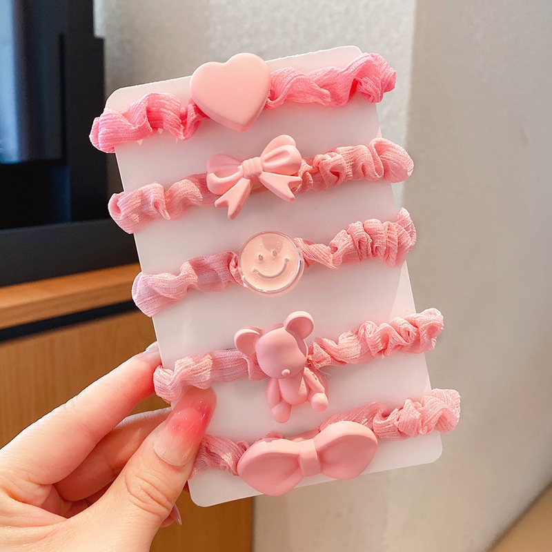 Bộ Dây Buộc Tóc Kiểu Hoạt Hình Hàn Quốc Dễ Thương Cho Bé Gái