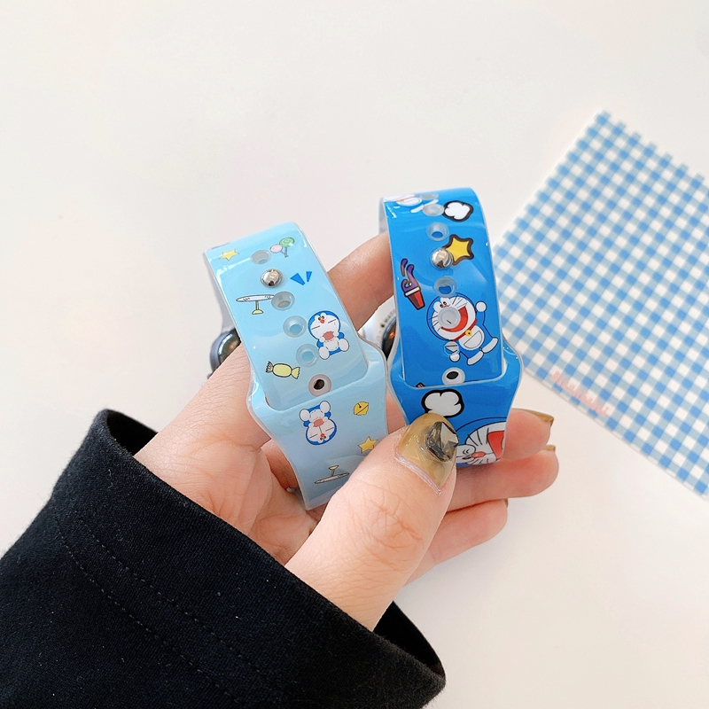 DORAEMON Dây Đeo Silicone Họa Tiết Hoạt Hình Cho Đồng Hồ Apple Watch 44mm 40mm 38mm 42mm Series 6 Se 5 4 3