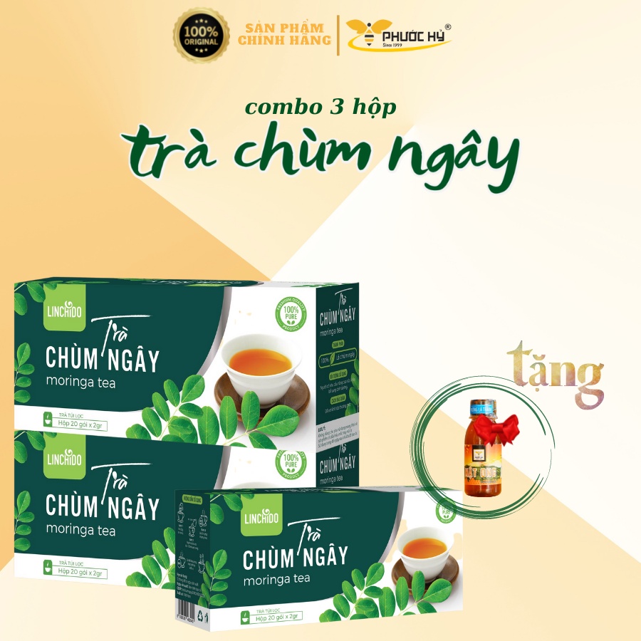 Combo 3 hộpTrà túi lọc chùm ngây sấy lạnh thanh lọc cơ thể an thần giải khát túi lọc tiện dùng