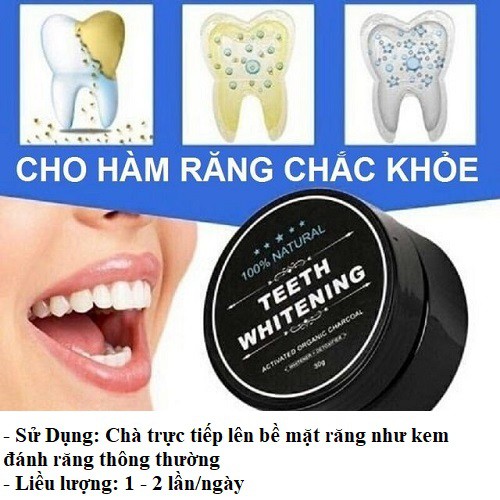 [CÓ TEM] CHÍNH HÃNG Than hoạt tính trắng răng TEETH WHITENING - Bột than hoạt tính đánh răng  bằng than tre