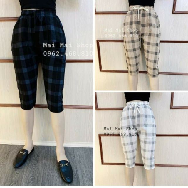 Quần đũi lửng caro