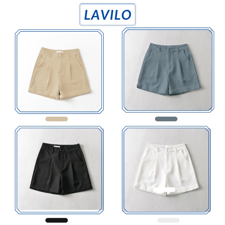 Quần Short đùi lững nữ gập gấu ống rộng lưng cạp cao ulzzang bigsize mùa hè LAVILO QD003 | BigBuy360 - bigbuy360.vn