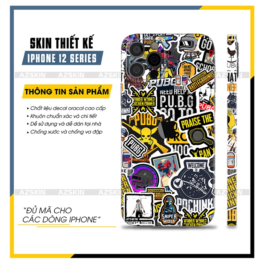 Miếng Dán Full Lưng Viền IPhone 12 Min - 12 Pro Max PUPG |SK_IPPT101| Chất Liệu Nhập Khẩu, Khuôn Cắt CNC, Dễ Dán Tại Nhà