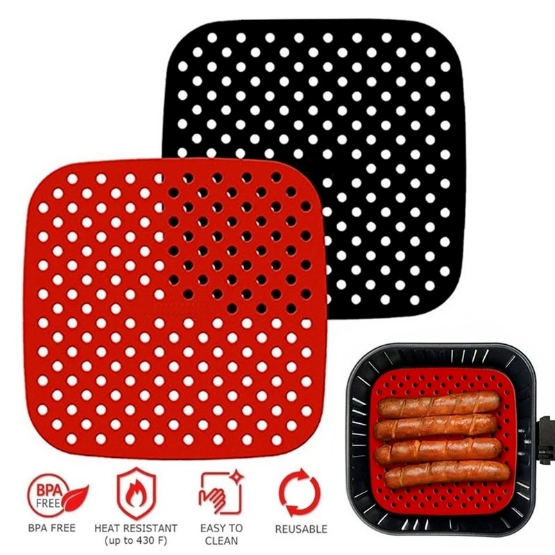 1 Tấm Lót Nồi Chiên Không Dầu Bằng Silicone Cách Nhiệt Chống Trượt Tiện Lợi Dành Cho Nhà Bếp