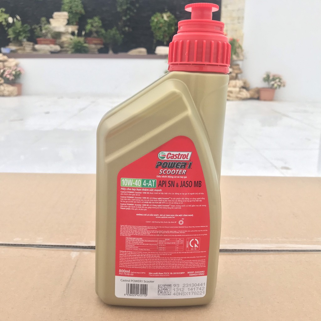 Dầu nhớt xe ga Castrol Power 1 Scooter 10W40 4AT dung tích 800ml - 1L chính hãng