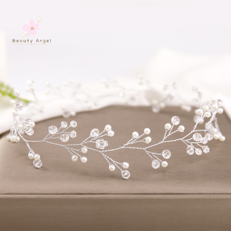 Mới Băng Đô Cài Tóc Đính Ngọc Trai Nhân Tạo Xinh Xắn Cho Cô Dâu