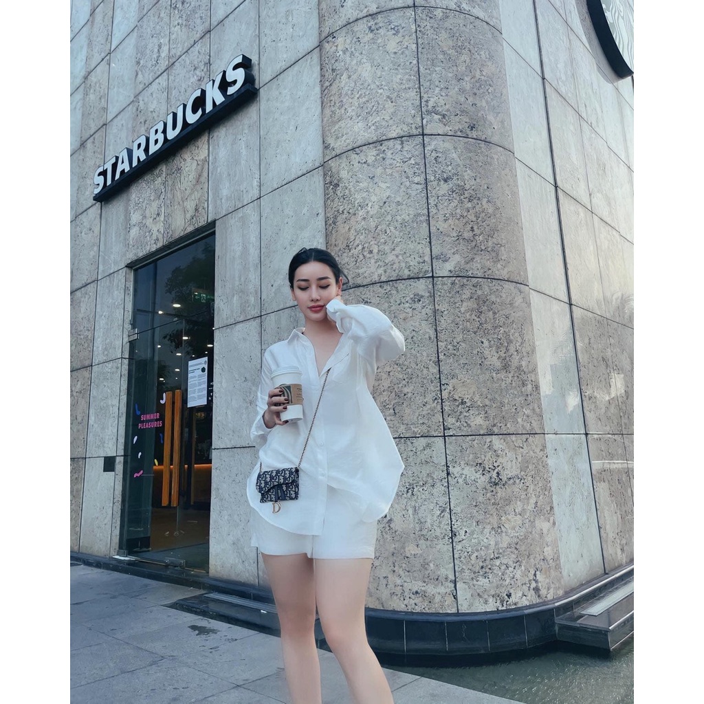 SET ĐŨI ÁO SƠ MI FORM DÀI + QUẦN SHORT FULL MÀU ĐI BIỂN, DU LỊCH