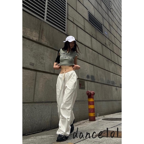 Quần Túi Hộp Lưng Thun Ống Rộng Nhảy Múa Đường Phố Cá Tính 1O1-Y2K