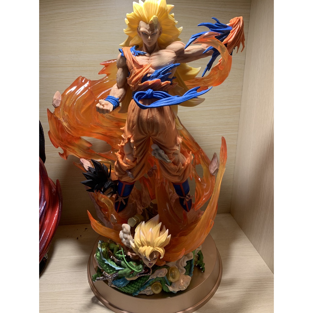 (Hết hàng) Mô hình Dragon ball Goku xé áo supper saiyan 3 đầu 45cm