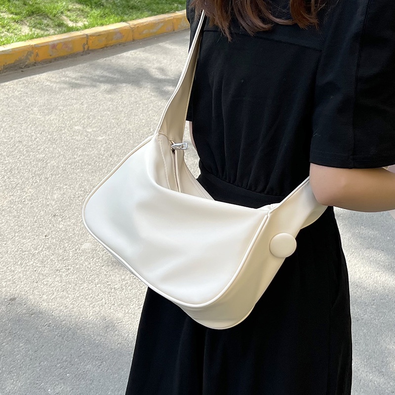 Túi Đeo Chéo Màu Trơn Có Khóa Kéo Thời Trang Cho Nữ