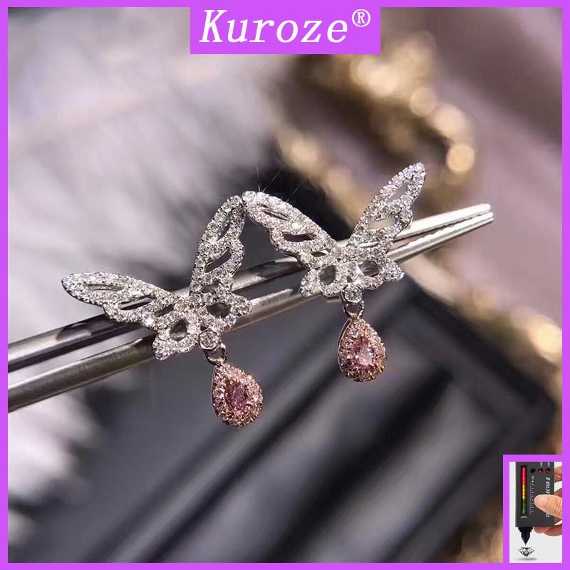 Bông Tai Mạ Vàng 18k Hình Moissanite Sang Trọng