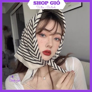Khăn lụa vuông nữ 70x70 Bandana choàng cổ buộc tóc túi trùm đầu che nắng đi biển áo yếm Shop Gió K02