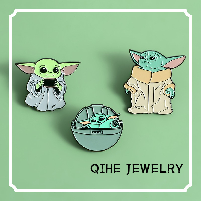 Ghim cài áo QIHE JEWELRY QIHE JEWELRY Hình Nhân Vật Yoda Trong Phim Star Wars Kiểu Dáng Dễ Thương